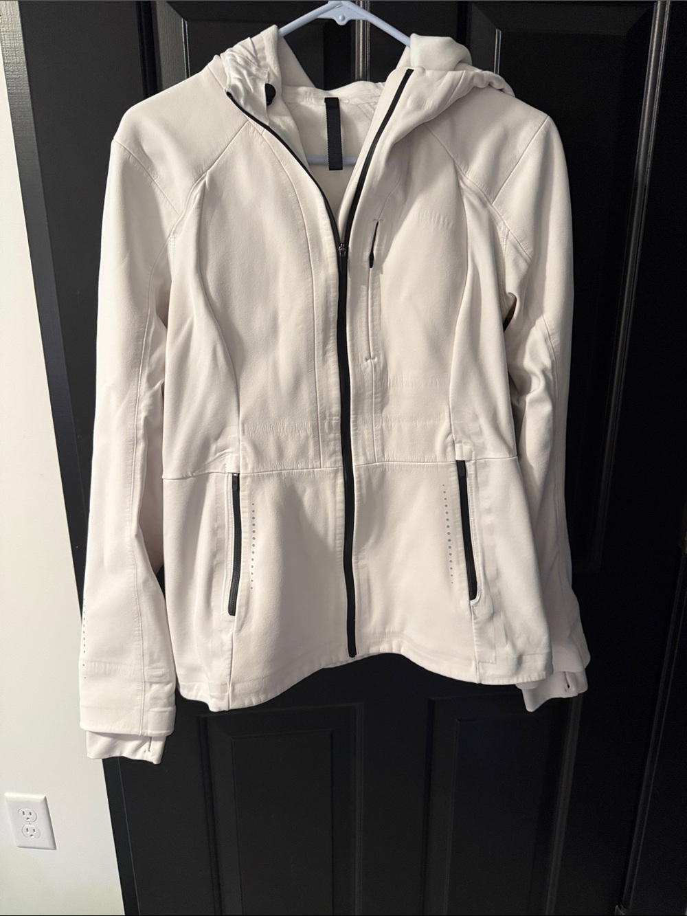 lululemon athletica white Hooded Utility Jacket with Black Zippers
